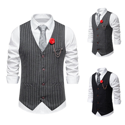 Herren elegante Anzugweste mit feinem Nadelstreifen und praktischen Taschen