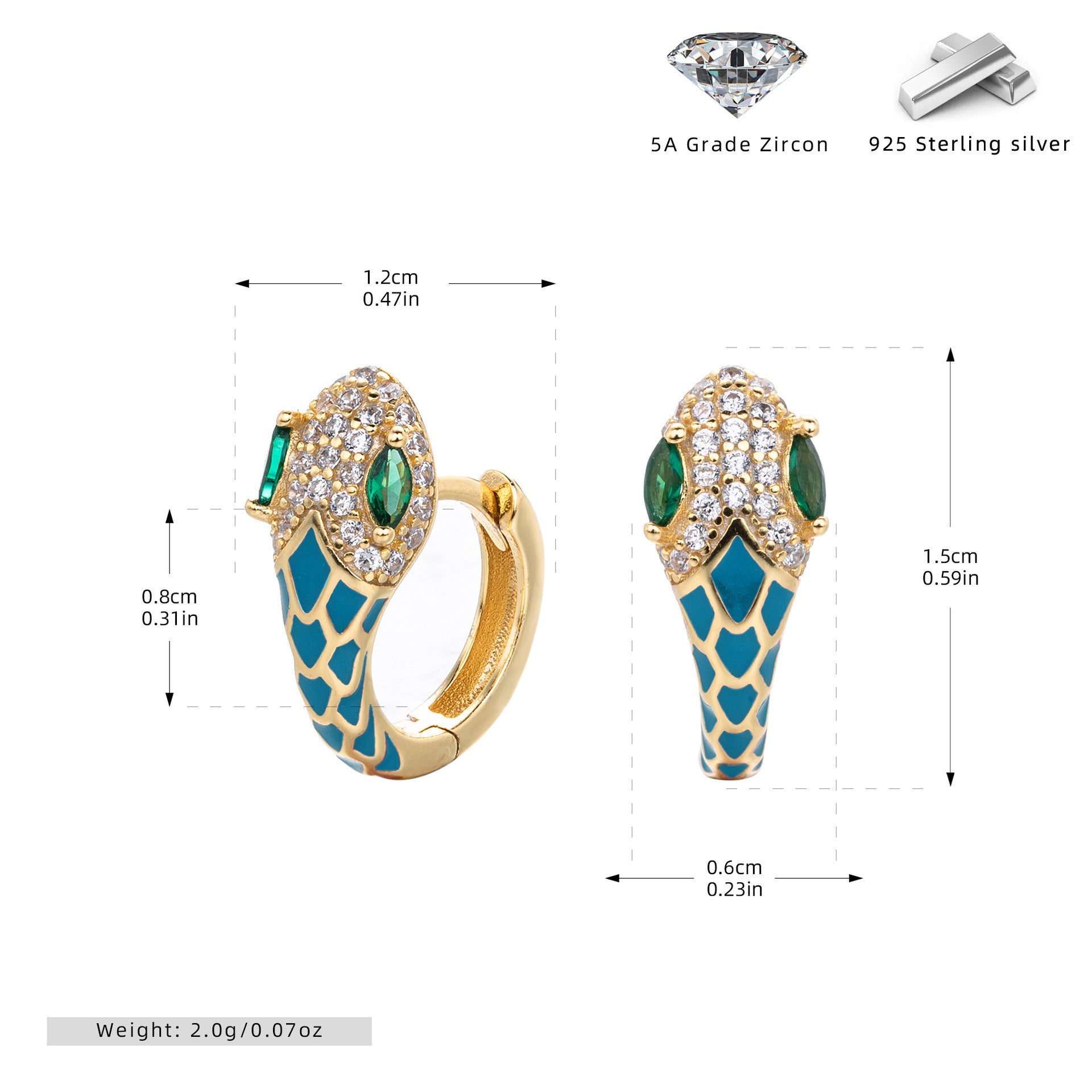 Damen Ohrhänger im stilvollen Schlangen-Design aus 925 Sterling Silber Shop Nory