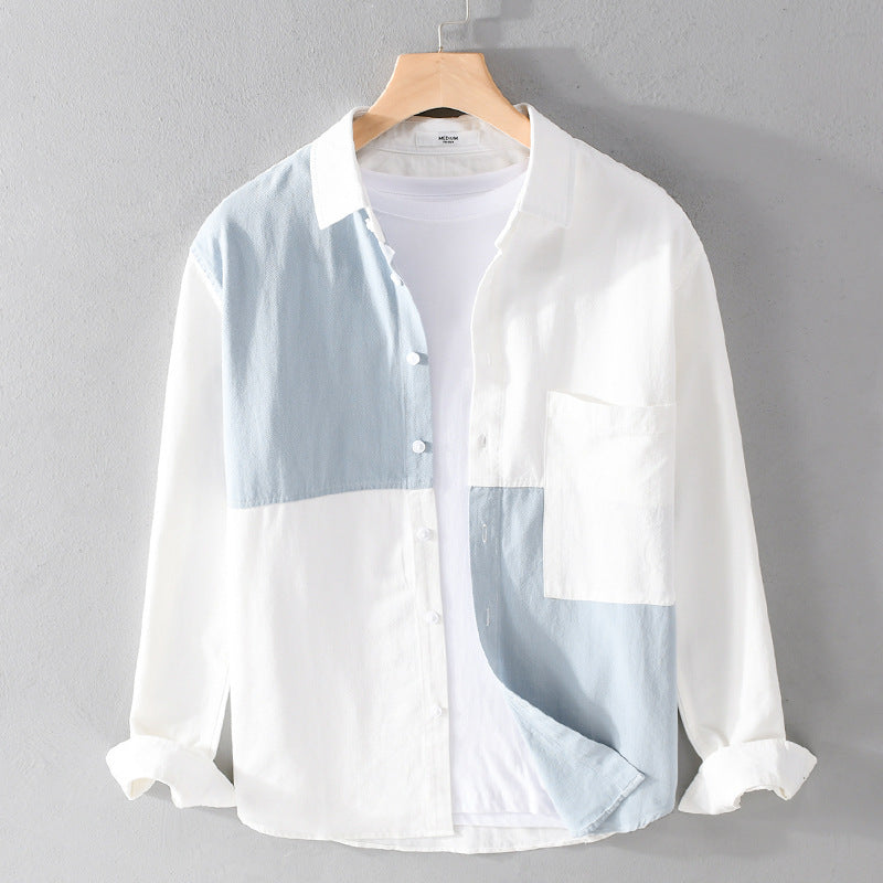 Herren Hemd im Colorblock-Look aus leichtem Baumwollmix mit Kentkragen Shop Nory