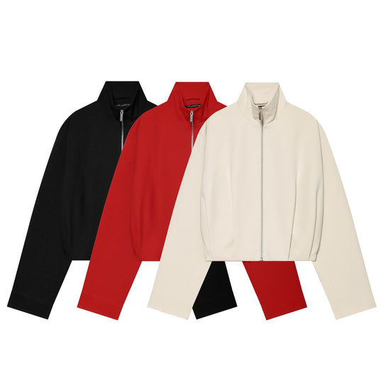 Damen Cropped Bomberjacke mit hohem Stehkragen, durchgehendem Metallreißverschluss und tailliertem Bündchen Shop Nory