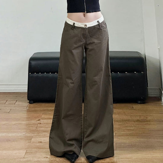 Damen nan Highwaist-Culottehose mit weitem Bein und kontrastierendem Bunddetail Shop Nory
