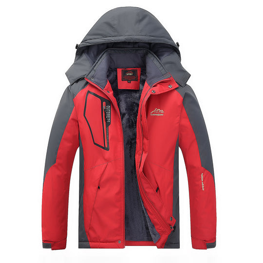 Herren wasserabweisende Outdoorjacke mit Teddyfleece-Innenlage, verstellbarer Kapuze und Multifunktions-Taschen Shop Nory