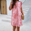 Damen Freizeitliches Blumenmuster Sommerkleid mit Rüschendetails