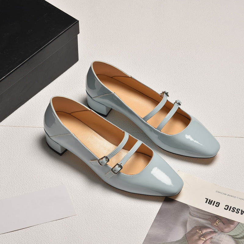 Damen Elegante Ballerinas mit schickem Riemchenverschluss und komfortablem Blockabsatz