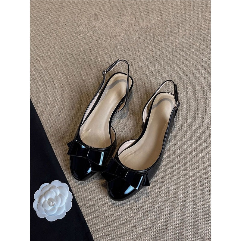 Damen Slingback‑Ballerinas mit Lackoptik, Schleifen‑Detail und gepolsterter Innensohle Shop Nory