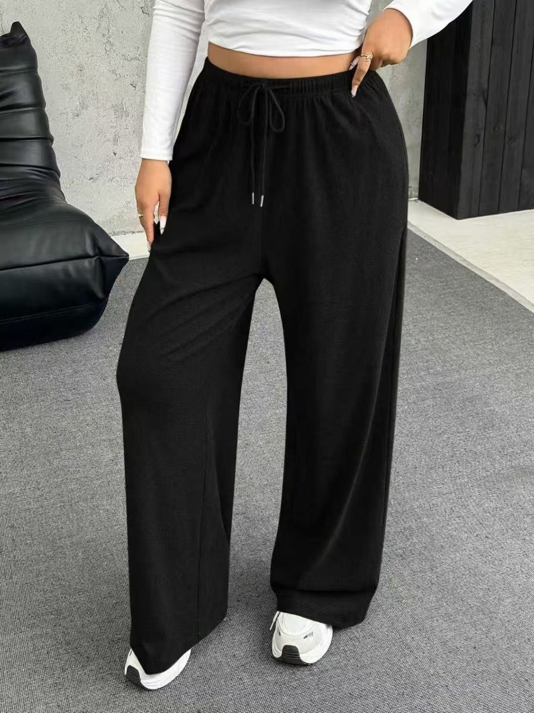 Damen High-Waist weite Beinform Jogginghose Shop Nory