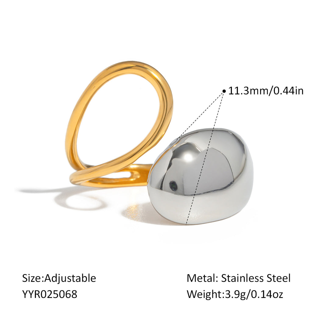 Damen verstellbarer Edelstahlring mit doppeltem Glanz Shop Nory