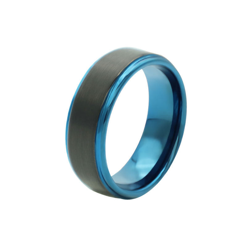 Herren Moderner Edelstahlring mit blauer Beschichtung Shop Nory
