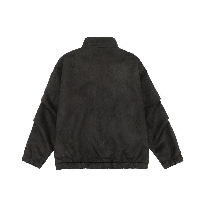 Unisex Kurzgeschnittene Stehkragen-Fleecejacke mit verdeckter Druckknopfleiste Shop Nory
