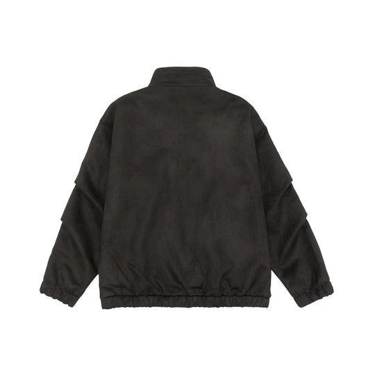 Unisex Kurzgeschnittene Stehkragen-Fleecejacke mit verdeckter Druckknopfleiste Shop Nory