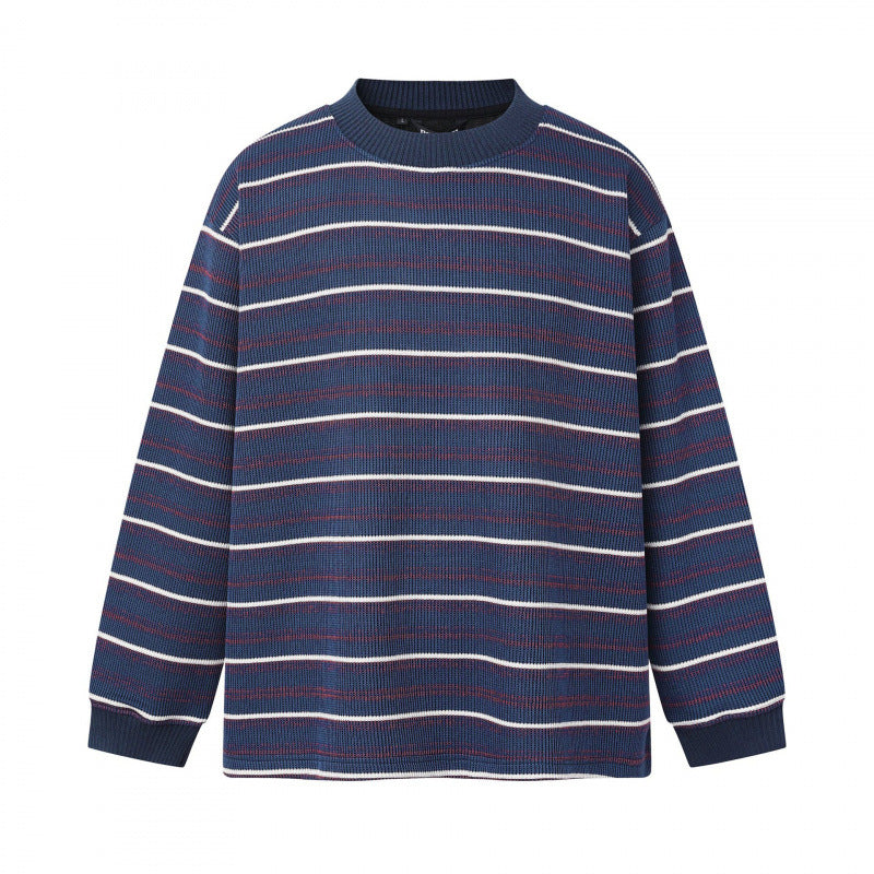 Unisex Feinstrickpullover im Boxy-Schnitt mit Rundhals und maritimen Streifen Shop Nory