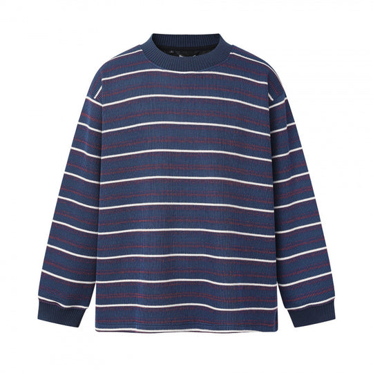 Unisex Feinstrickpullover im Boxy-Schnitt mit Rundhals und maritimen Streifen Shop Nory