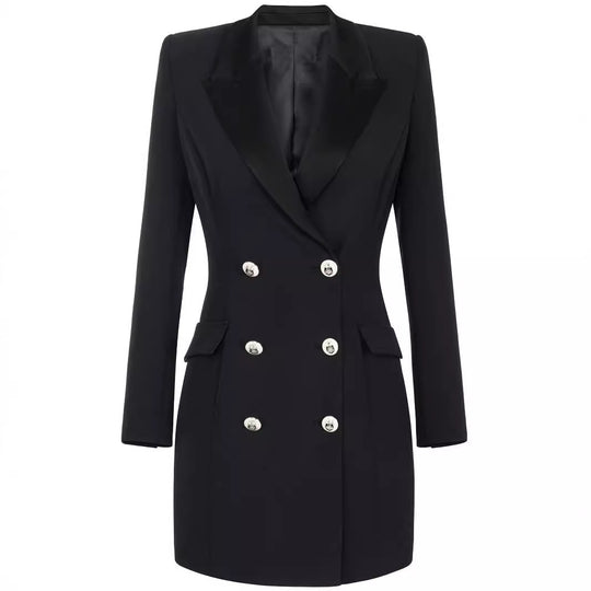Damen Tailliertes Doppelreihiges Blazerkleid-Minikleid mit strukturierter Schulter Shop Nory