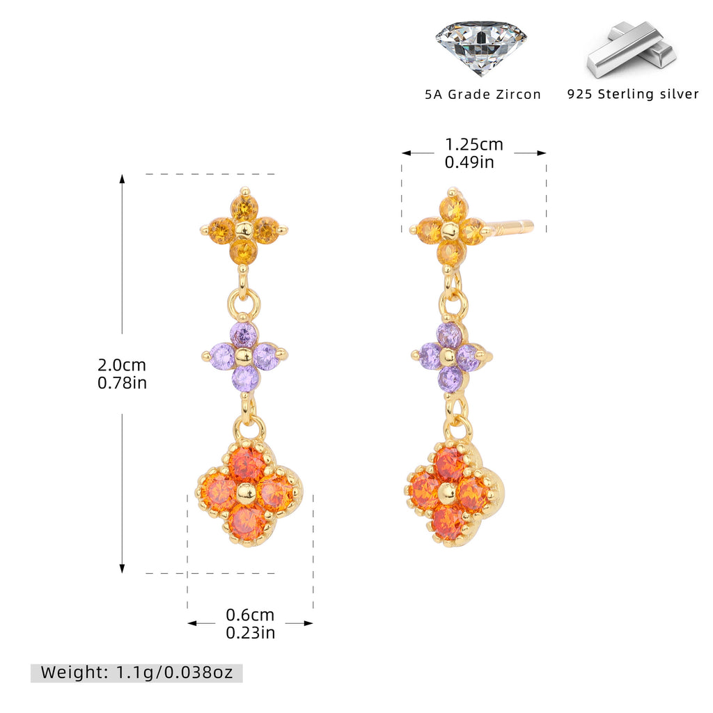 Damen Ohrhänger mit funkelnden Zirkonblüten aus hochwertigem 925 Sterlingsilber Shop Nory