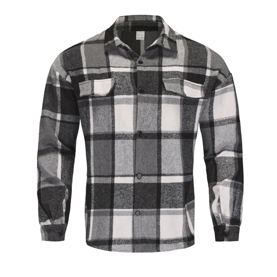 Herren Karierte Flanell-Hemdjacke mit Brusttaschen und Knopfleiste Shop Nory