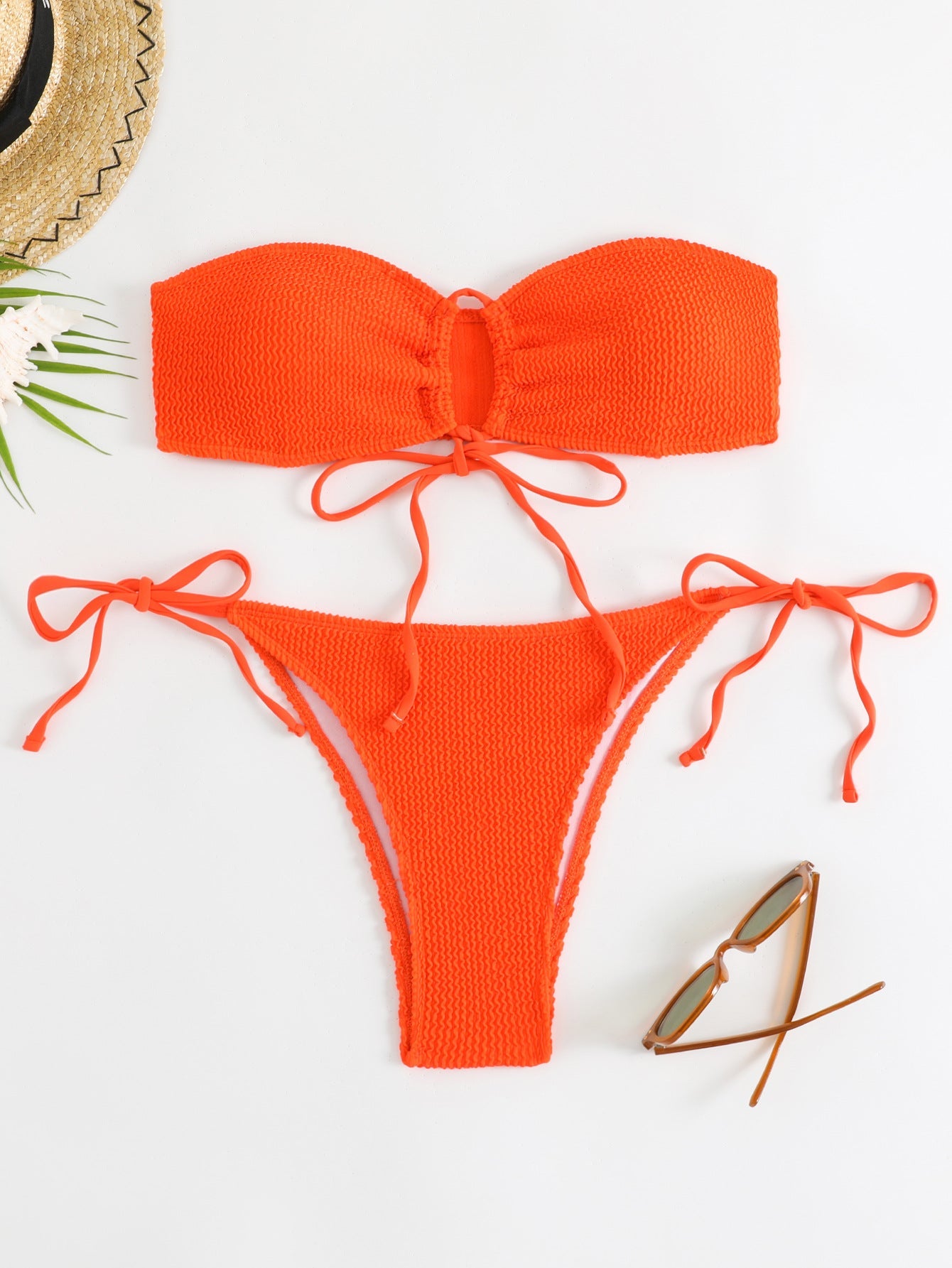 Damen Bandeau-Bikini-Set mit Klettverschluss und verstellbaren BindShopnoryändern
