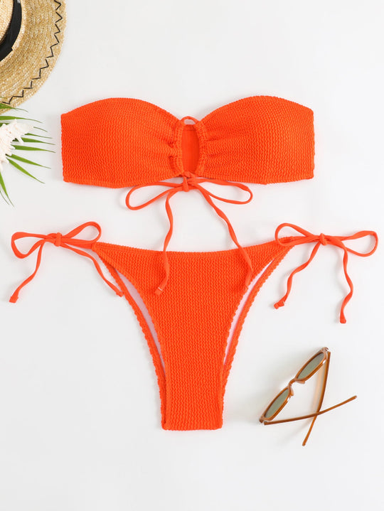 Damen Bandeau-Bikini-Set mit Klettverschluss und verstellbaren BindShopnoryändern