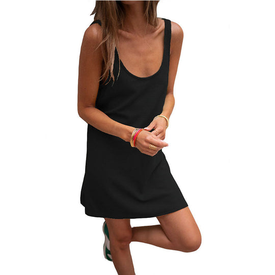 Damen Sommerliches Freizeitkleid mit tiefem Ausschnitt und leichtem Stoff
