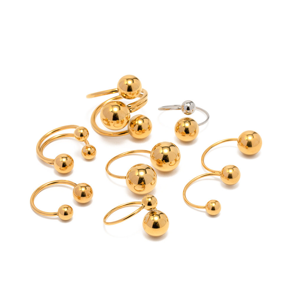Damen Offener Ring mit modernen Kugeldesigns und hypoallergener Edelstahlverarbeitung Shop Nory