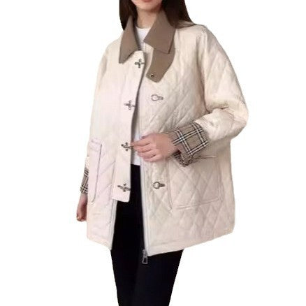 Damen Modischer Steppmantel mit Karomuster Shop Nory