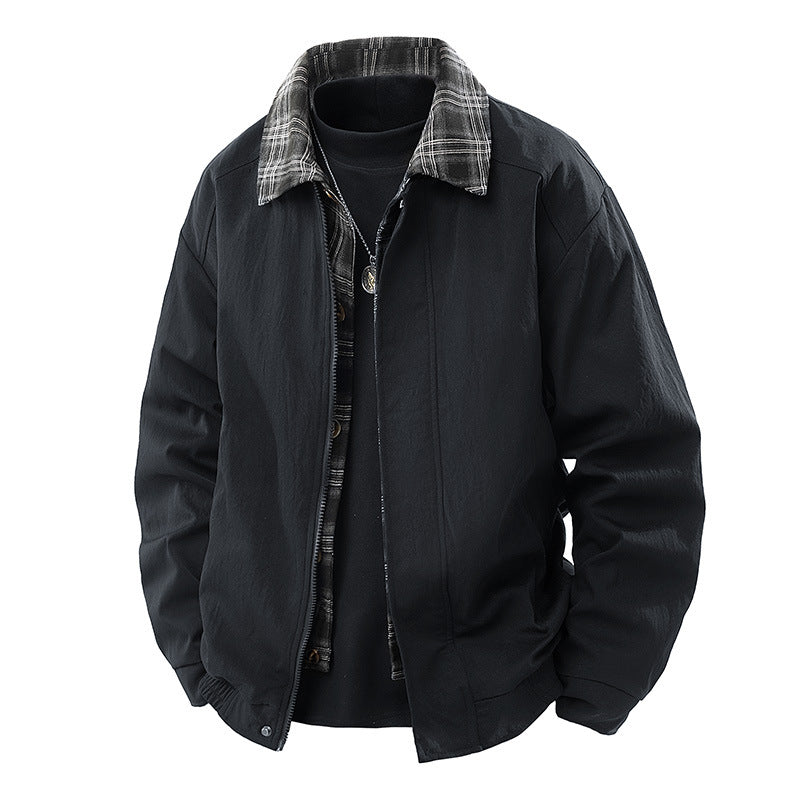 Herren Lässige Layering-Übergangsjacke mit karierter Innenlage und Reißverschluss Shop Nory
