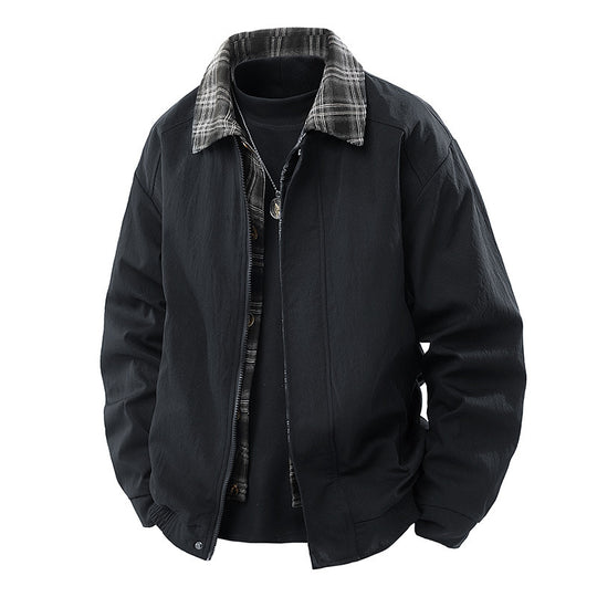 Herren Lässige Overshirt-Jacke mit kariertem Innenfutter und verdecktem Reißverschluss Shop Nory