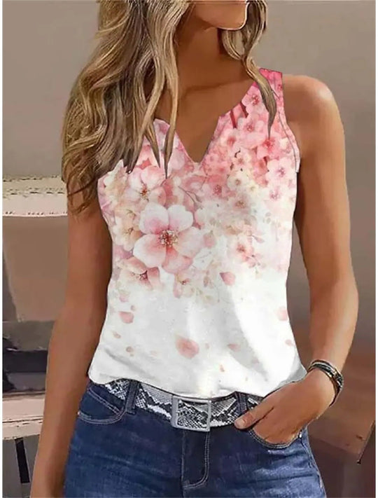 Damen ärmelloses Blusenshirt mit floralem Design