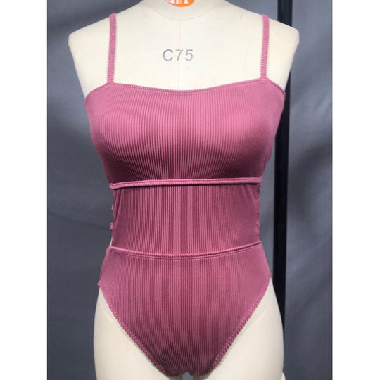 Damen Einteiler Badeanzug mit elegantem Rippendesign und figurschmeichelnder Silhouette