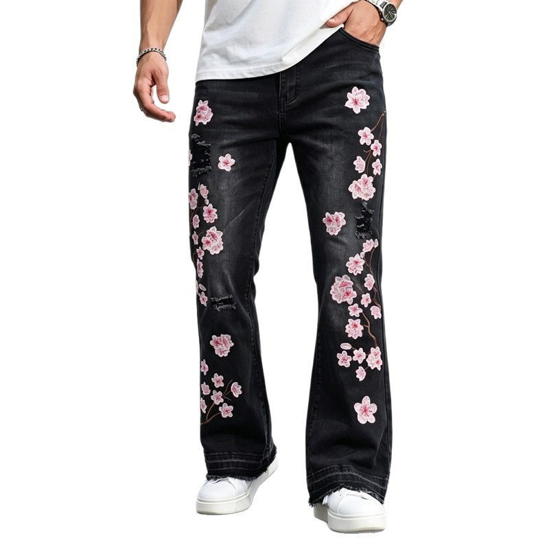 Herren Jeans mit floralen Stickereien Shop Nory
