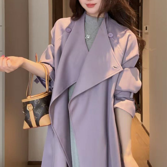 Damen Oversized Wickelmantel mit asymmetrischem Schnitt und verstellbaren Manschetten Shop Nory