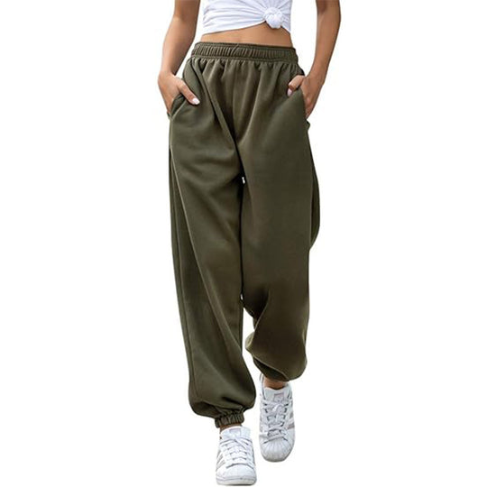 Damen nan Cozy-Sweat-Palazzohose mit hohem Komfortbund, integriertem Kordelzug und gerafften Knöchelabschlüssen Shop Nory