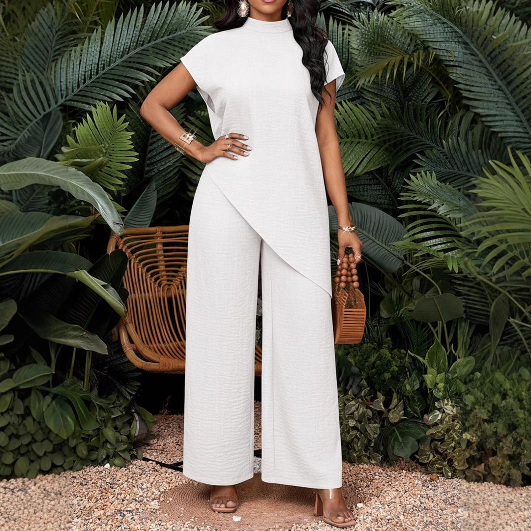 Damen Zweiteiliges Set mit asymmetrischer Tunika und weiten Palazzo-Hosen Shop Nory