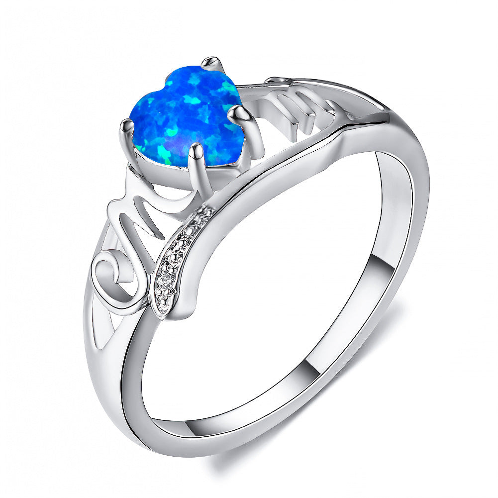Damen Ring mit herzförmigem Opal und funkelnden Zirkonia-Steinen Shop Nory