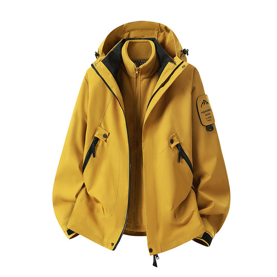 Herren Zwei-in-eins Wetterschutzjacke mit abnehmbarer Steppweste und verstellbarer Kapuze Shop Nory