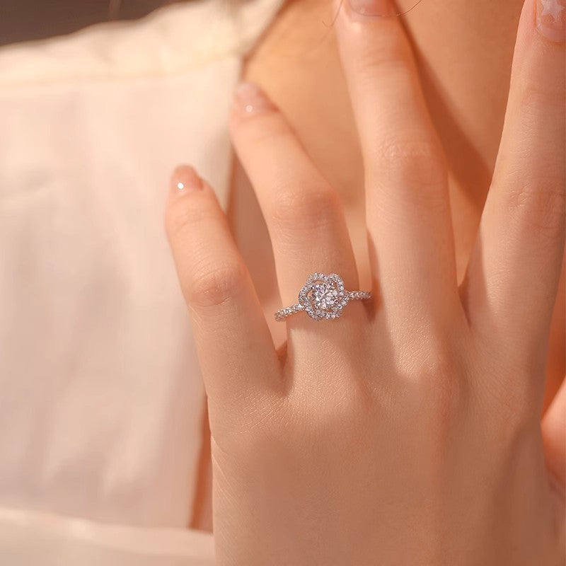 Damen Eleganter Blumenring mit funkelndem Zirkonia Shop Nory