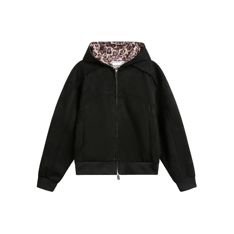 Damen Oversize-Kapuzen-Sweatjacke mit Reißverschluss und gefütterter Leoparden-Kapuze Shop Nory
