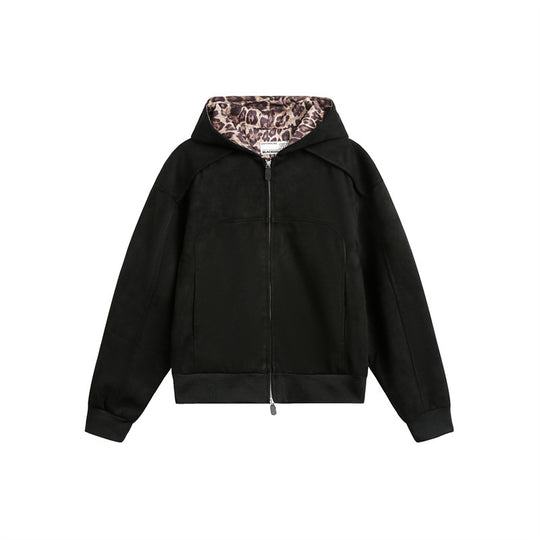 Damen Oversize-Kapuzen-Sweatjacke mit Reißverschluss und gefütterter Leoparden-Kapuze Shop Nory