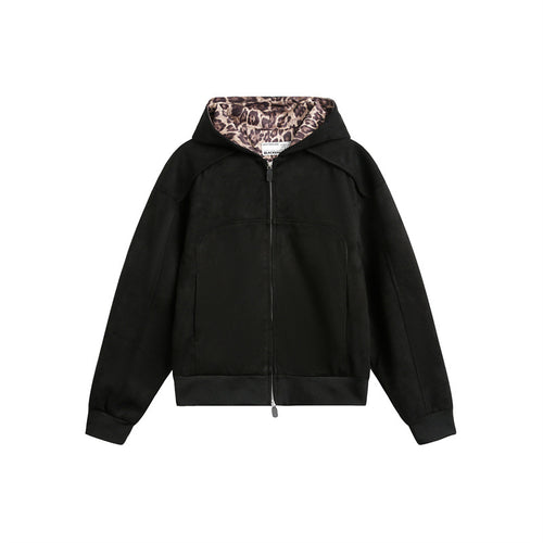 Damen Oversize-Kapuzen-Sweatjacke mit Reißverschluss und gefütterter Leoparden-Kapuze Shop Nory