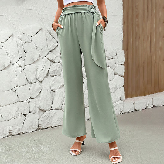 Damen Hochtaillierte Palazzo-Hose mit Drapierter Bundkante und D-Ring-Bindegürtel Shop Nory
