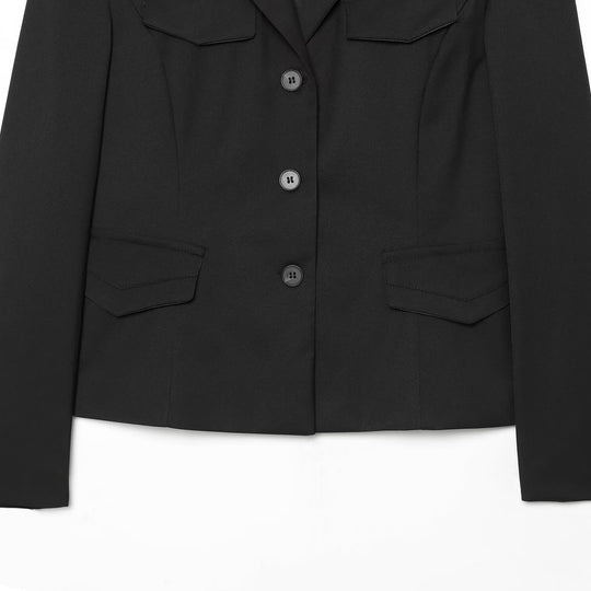 Damen Cropped Military-inspirierter Kurzblazer mit Schulterpatten und Pattentaschen Shop Nory
