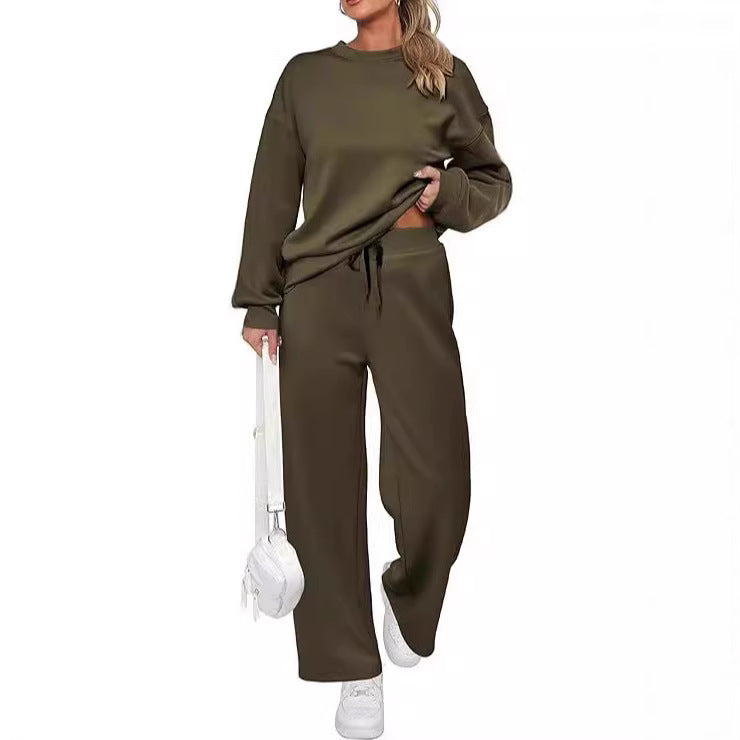 Damen nan zweiteiliges French-Terry Lounge-Set mit oversized Rundhals-Pullover und weitem Highwaist-Jogger Shop Nory