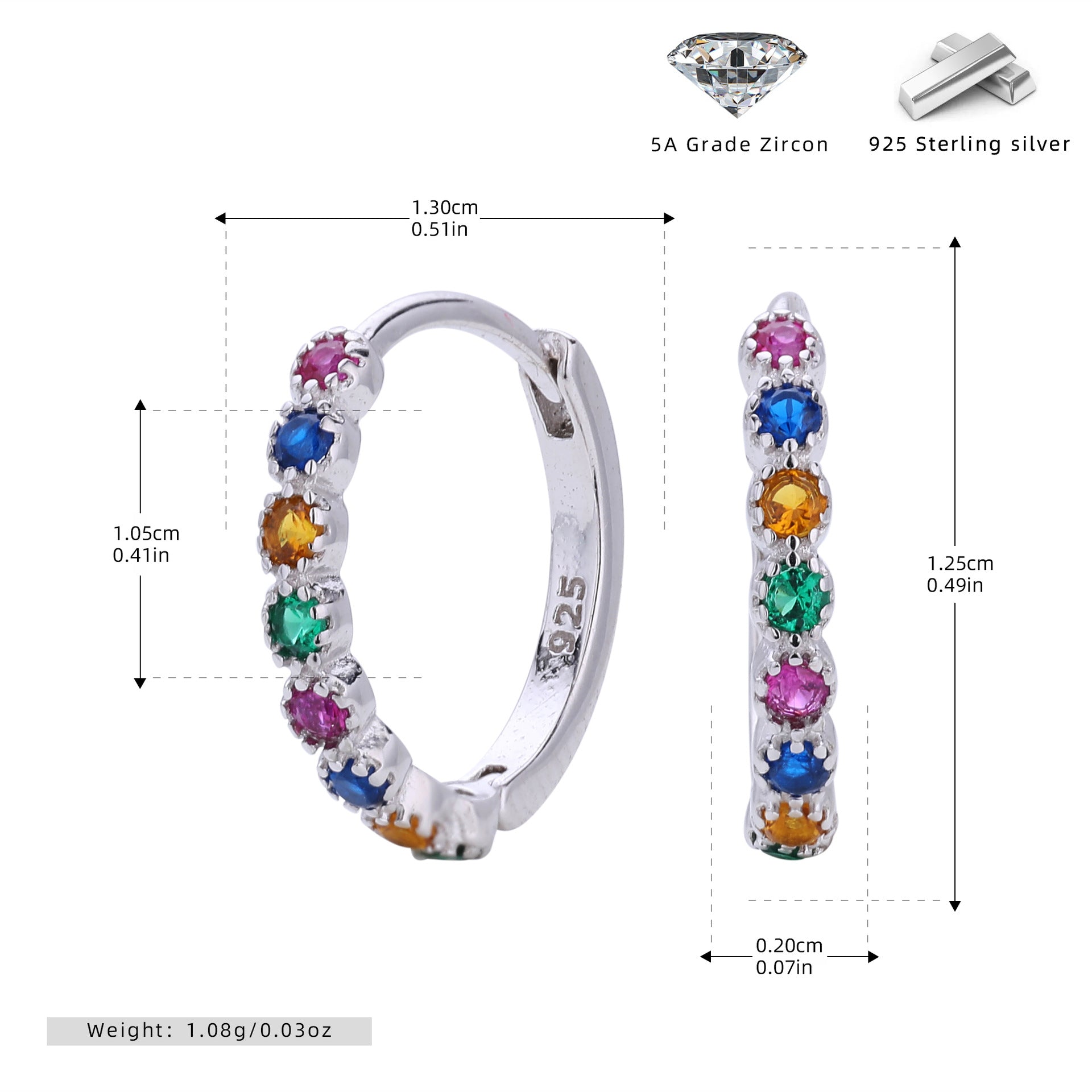 Damen Creolen mit funkelnden Zirkon-Akzenten und hochwertigem 925 Sterling Silber Shop Nory
