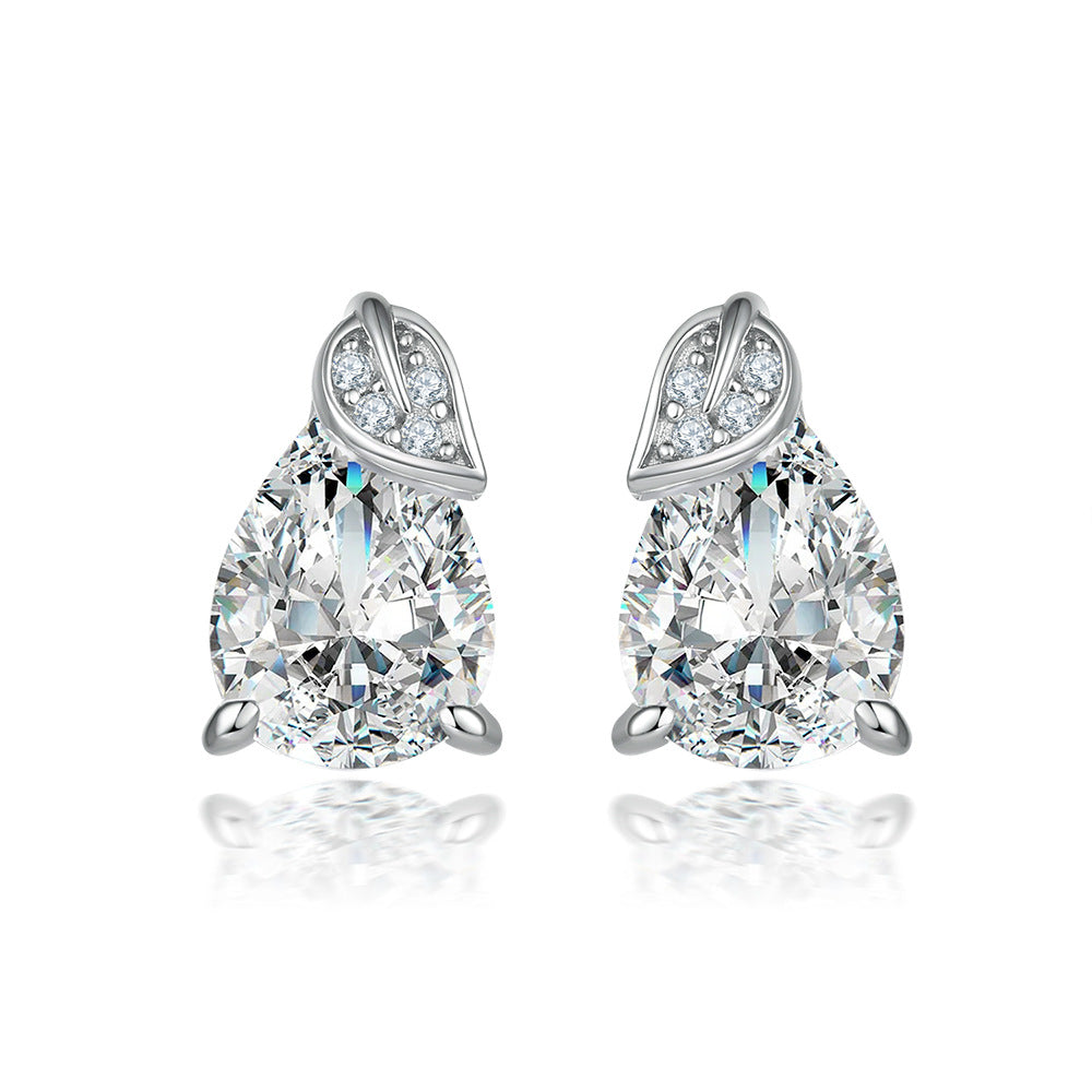 Damen Ohrringe mit tropfenförmigem Zirkonia und eleganter Blattform Shop Nory