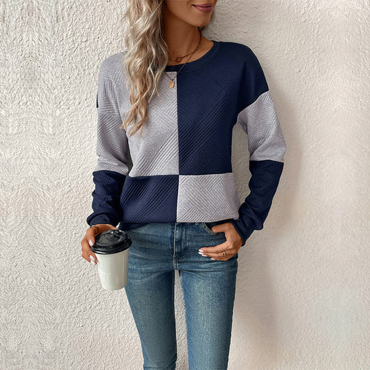 Damen Colorblock-Strickpullover mit strukturiertem Karomuster Shop Nory