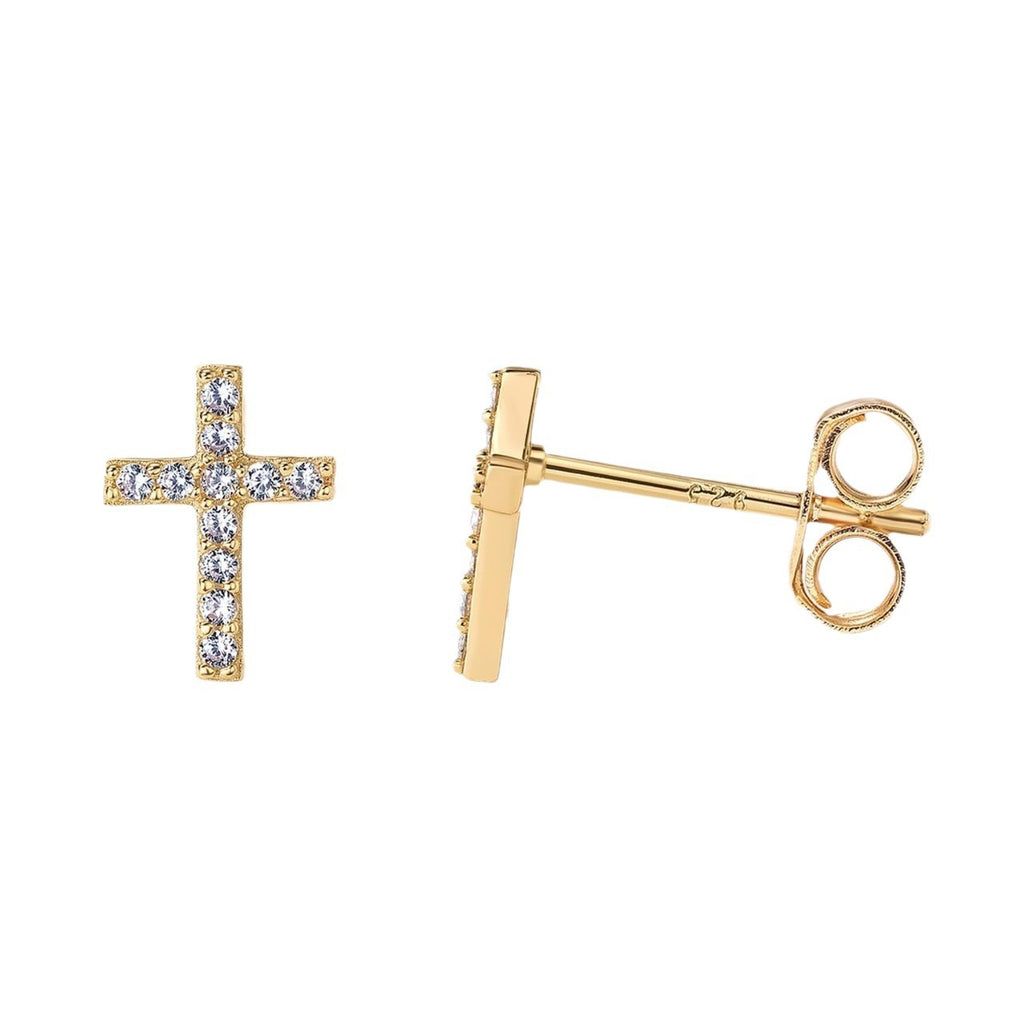 Damen Ohrstecker mit strahlendem Kreuzdesign und funkelnden Zirkonia Shop Nory