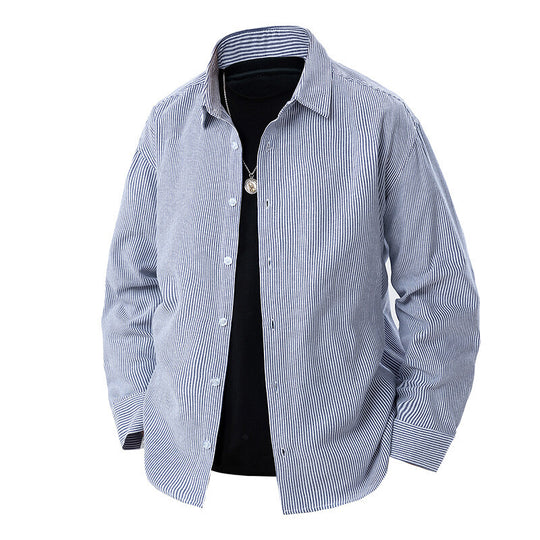 Herren gestreiftes Overshirt-Hemd mit lockerer Passform und Kentkragen Shop Nory