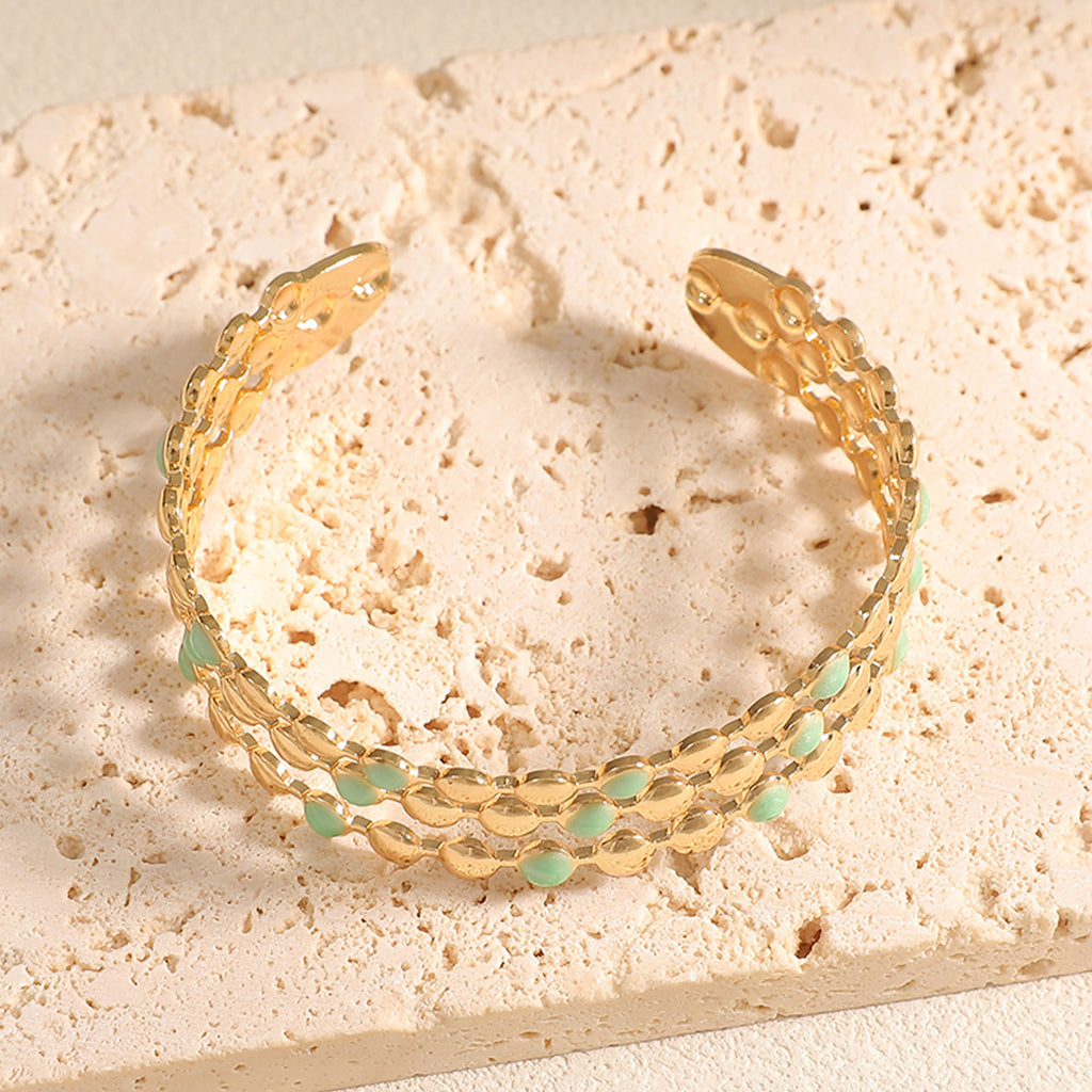 Damen Offener Armreif mit kunstvollem Reliefdesign Shop Nory