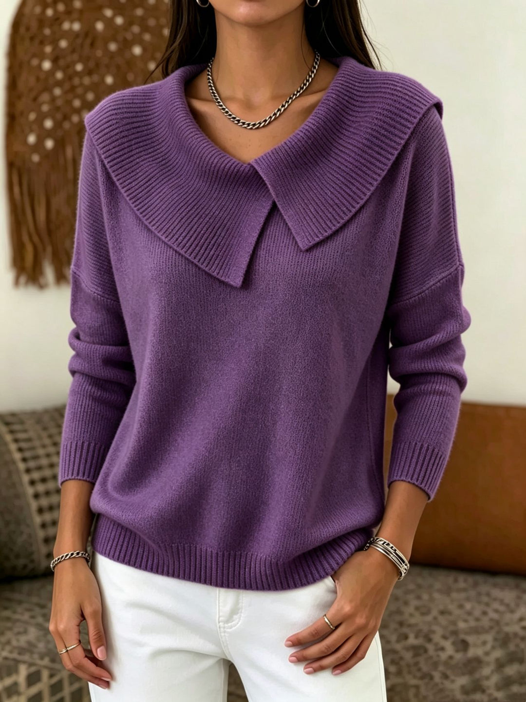 Damen Oversized Rollkragenpullover mit asymmetrischem Schalkragen Shop Nory
