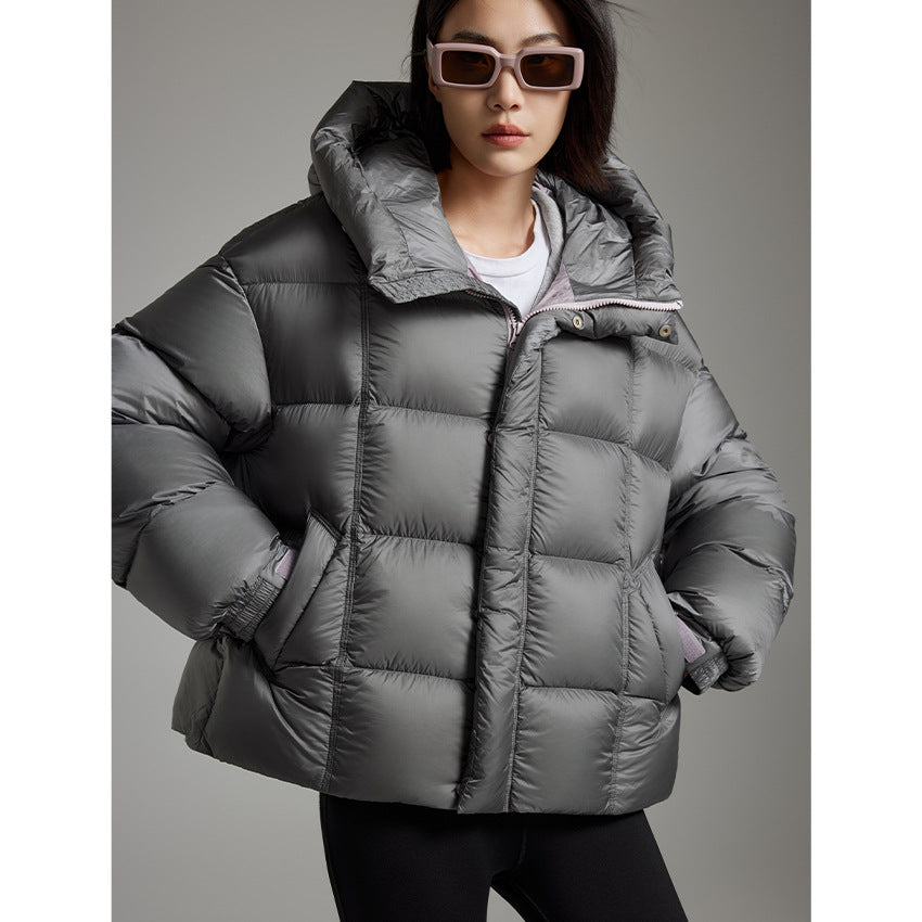 Damen Kurze Boxy‑Steppjacke mit Oversize‑Ärmeln, hohem Thermokragen und Kapuze Shop Nory