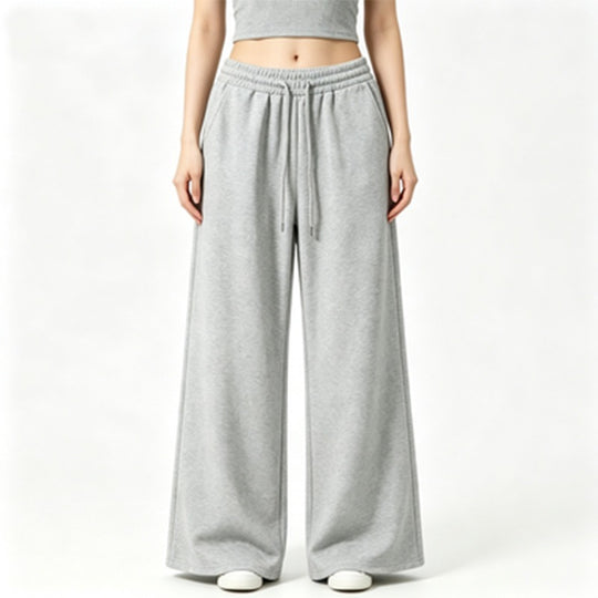 Damen nan weite High-Waist Loungehose mit elastischem Bund, Kordelzug und fließendem Jersey Shop Nory